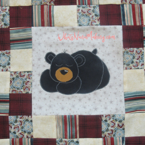 Bear Black Applique Blanket